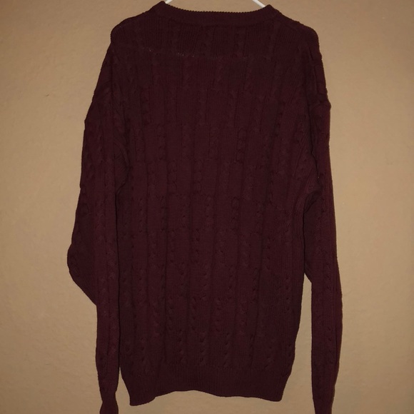 Chaps by Ralph Lauren cable knit burgundy sweater - Picture 4 of 5